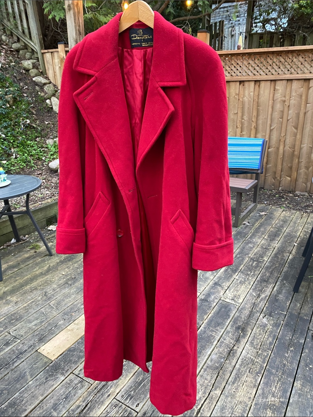 Vintage Red Wool Long Coat by Dempsters